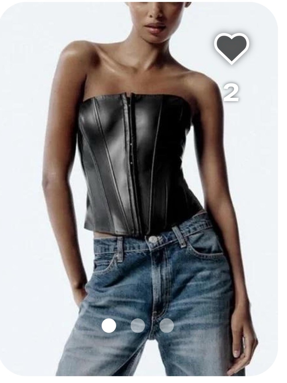 Zara Black Faux Leather Bustier Camisole